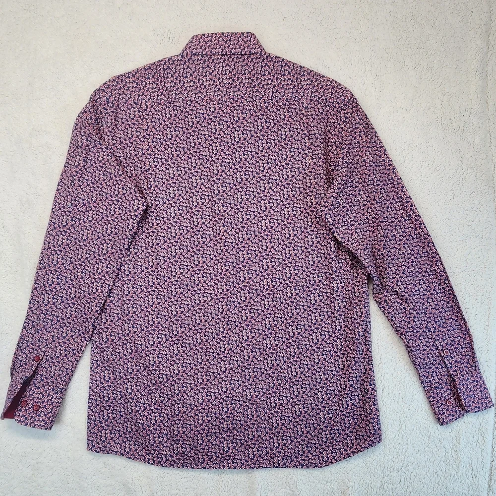 Cigar Couture Casual Button Down Long Sleeve Red/Blue Floral Shirt Mens Large - Picture 2 of 12